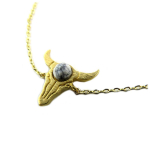 7bis [Q0978] - Bracelet artisanal 'Boho' gris dor&eacute; (cr&acirc;ne de bison) - 14x14 mm hall