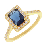 Bague Plaqu&eacute; Or 'Sissi' bleu blanc dor&eacute; - 10x7 mm 54 sinine