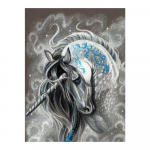 Valge &uuml;kssarvik teemantmaaling loomale hobune &uuml;mmargune t&auml;ispuur 5D DIY ristpistes 20X30CM