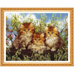 T&auml;is&uuml;mmargune teemant 5D DIY  Kolm kassi  Tikand Ristpistes Rhinestone maal Kodukaunistuse kingitus 20X30CM