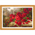 Teemantmaali ristpistes punane roos t&auml;isteemanttikandid Aiakristallideemantlillede ikoon 20X30CM