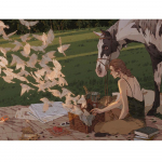 Ruut/&uuml;mmargune DIY Teemanttikandid Tuvi hobune Naine 5D Teemantmaal Vesi Teemantmosaiikdekoratsioon Full Square (20X30CM)