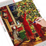 T&auml;isruudukujuline teemantmaal j&otilde;ulupuu kunst Rhinestonest teemanttikandid maastik laste n&auml;put&ouml;&ouml; kodukaunistus Full Round (20X30CM)