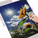 T&auml;isruudukujuline &uuml;mmargune puur Teemanttikandid P&auml;evalill 5D DIY Teemantmaaling Lill K&auml;sitsi valmistatud kingitus N&auml;put&ouml;&ouml; Kodukaunistus Full Round (20X30CM)