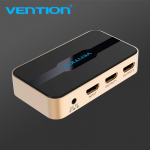 Ventioni HDMI splitter 1 in 2 v&auml;ljund HDMI videojaoturi tugi 4K*2K 3D 1080P koos toiteallikaga Xbox PS4 teleri HDMI-l&uuml;liti jaoks HDMI Splitter kuld