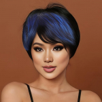 L&uuml;hike Pixie L&otilde;igatud parukas Brasiilia juustele t&auml;is masin valmistatud l&uuml;hikesed 98% inimsegu juustest parukad naistele l&uuml;hikese s&otilde;rme lainega parukad