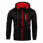 Meeste moodne kapuutsiga t&otilde;mblukuga sportjope vabaaja Slim Fit dressipluus meeste jaoks M must