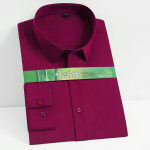 Meeste klassikaline pikkade varrukatega veniv bambuskiust kleit-s&auml;rk taskuteta, standardse sobivusega t&ouml;&ouml;koha kontoris kergesti hooldatavad s&auml;rgid 44 burgundiapunane