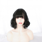 Bybrana l&uuml;hike laineline parukas tukkidega mustad s&uuml;nteetilised parukad naistele, naturaalsed pruunid segatud mustade juustega Bob parukad kuumakindlast kiust 30CM