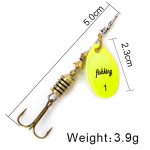FISH KING Spinner Bait 3,9g 4,6g 7,4g 10,8g 15g Lusikas Peibutis haug Metall Treble Hooks Kunstlik Bass Bait Kalas&ouml;&ouml;t Yellow 1 kollane