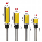 4 tk 1/4 varrega &scaron;abloon trimmi hingega kaldfrees Otsaotsa sirge otsaga freesfrees trimmer Puhastus tasapinnaline telgl&otilde;ikur puidut&ouml;&ouml;tlemiseks 4Pcs