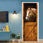 2 tk/komplekt Horse Barn Door Art seinamaaling Kleebis elutuba Magamistoa l&uuml;kanduksed Kodukaunistused Peel and Stick Veekindel kunsttapeet 38.5cmX200cmX2pcs
