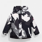 Laste talvemantel kamuflaaž Graffiti sulejope Paksendatud beebipuuvillast polsterdatud mantel 130cm must