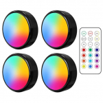 Kaugjuhtimispult LED Puck tuled h&auml;mardatav RGBW 13 v&auml;rvi K&ouml;&ouml;k esik Kapp Kapp valgustid Puuteandur Decor &ouml;&ouml;lamp 4 lamp 1 controller