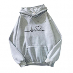 Pullover Unisex &scaron;ikk kapuutsiga elastne mansett Heart Print paarile daamile m&otilde;eldud kapuuts M hall