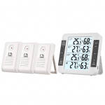 3 kanaliga digitaalne siseruumide v&auml;listermoh&uuml;gromeeter koos kauganduriga 328 jalga / 100 m taustvalgustusega valge