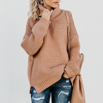 S&uuml;gisel ja talvel uued kudumid uus paksu joonega pikkade varrukatega pullover hoiab soojas naiste XXXL khaki