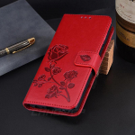 Rose Flower nahast telefoni&uuml;mbris Xiaomi Redmi A1 rahakoti raamatu&uuml;mbriste jaoks Xiaomi Poco M5 M4 Pro 5G C40 p&otilde;rutuskindel klappkaardipesa aluse hoidiku kate Poco C40 punane