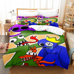 3D Rainbow Friends voodipesukomplektid tekikott koos padjap&uuml;&uuml;riga, kaheinimesevoodi, t&auml;issuuruses kuninganna voodiriided voodipesu US Twin 173x218