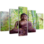 Viieosalise pildil&otilde;uendi print Buddha Meditation Green 100x70 roheline