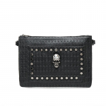 JIETOTYX Naiste k&auml;ekotid Rahakotid Must Punk Skull Rivet &Otilde;lakott PU Nahast Goth Crossbody Bag Rahakott Rahakott t&uuml;drukutele must