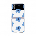 Samsung Galaxy Z Flip 4 3 &uuml;mbrisele, sinise lillemustriga v&auml;rvitud l&auml;bipaistev kokkupandav p&otilde;rutuskindel l&auml;bipaistev arvuti k&otilde;vakaaneline tarvikud For Galaxy Z Flip 3