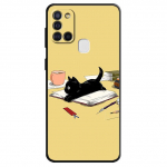 Cat Cartoon armas telefoni&uuml;mbris Samsung Galaxy M13 M32 5g M52 M31 M22 M12 M51 M30s M23 M33 M11 M53 Tpu pehme luksuslik must kate Samsung M30s