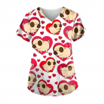 Naiste armas tr&uuml;kiga l&uuml;hikeste varrukatega V-kaelusega topid, t&ouml;&ouml;korras taskupluus XXXL ts&uuml;aan