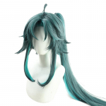 100 cm Genshin Impact Xiao Cosplay parukas, pikk sirge pats tumeroheline kuumakindlad juuksed T&auml;iskasvanute Halloweeni rollim&auml;ng
