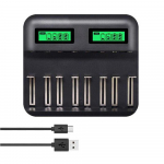 Multifunktsionaalne laadija 8 pesa LCD-ekraan USB nutikas akulaadija AA AAA SC CD-suurusega laetav aku 1,2 V Ni-MH Ni-CD kiirlaadija 1PCS