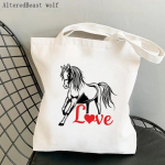 Naiste ostukott, &otilde;de ja armastatud hobused, tr&uuml;kitud kott Harajuku ostul&otilde;uend Ostekott t&uuml;drukute k&auml;ekott Tassima &otilde;lakott 24*26cm