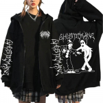 Begrenzte Ghostemane T&otilde;mblukuga kapuuts Graafik Druck Hoodies Metall Rock Gothic Zip Up Kapuutsiga dressipluusid Harajuku T&auml;navar&otilde;ivad M&auml;ntel XL