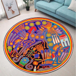 Gossip Must-valge &uuml;mmargune vaip Tortoise keraamilise mustriga matt Cartoon &uuml;mmargune vaibadekooriga vaibavaibad elutoa toolimati jaoks Diameter 60cm