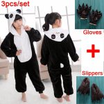 3tk/komplekt Lastele Laste Pidžaamad Kigurumi Cosplay Kost&uuml;&uuml;mid Loomade magamisriided + Kingad + Kindad 8t