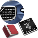 Metallist autogrilli logo embleem Moose Test Hirve kleebis 3D jaoks S70 S80 S90 C30 XC40 XC60 XC70 XC80 XC90 V40 V50 pagasiruumi sisekujundus must
