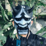 T&auml;iskasvanute unisex Halloween Jaapani pitseeritud Prajna Devil Hannya Noh Kabuki deemon Oni Samurai t&auml;isn&auml;omask Must Sinine Punane sinine