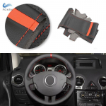 Car Steering Wheel Cover Leather Trim Black with red strip For Renault Clio 3 RS 2005 2006 2007 2008 2009 2010 2011 2012