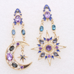 Naiste stiil Star Sun Moon Crystal Asymmetry Dangle K&otilde;rvar&otilde;ngad