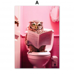 Naljakas vannitoahuumor ninasarvik krokodill leopard &ouml;&ouml;kull k&auml;nguru elevant koerasein Kodukaunistus WC plakat Kunsttr&uuml;kk L&otilde;uendimaal A4 21X30cm No Framed