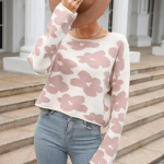 2023. aasta s&uuml;gisesed magusad tr&uuml;kitud l&uuml;hikesed kampsunid naiste pulloverid, vintage, lahtise p&otilde;hjaga kootud kampsun, naiste pikkade varrukatega džemprid 28963 S orion i v&auml;rv