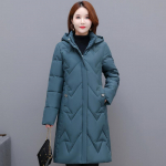 Suures suuruses XL-6XL Keskealised naiste talvised polsterdatud mantlid kapuutsiga vabaaja paksud soojad talvejoped naisele elegantsed pikad parkad 6XL sinine