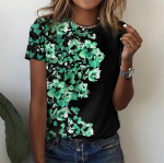 Moodne naiste T-s&auml;rk elegantse lillegraafikaga 3D-prindiga l&uuml;hikeste varrukatega suvine T-s&auml;rk, suur pol&uuml;esterkiust r&otilde;ivad 4XL