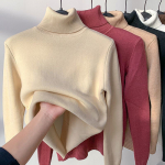 Naiste kilpkonnakaelusega talvekampsun Elegantne paks, soe naiste kootud pullover, avara kudumiga džemper M beež