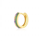 ANDYWEN 925 Sterling H&otilde;bedane Kuld &Uuml;ksik tsirkoon Pave Huggies emailiga Lilla Roheline Ring Naiste Pulmakingitus Juveelid M