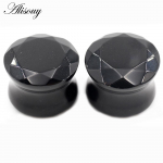 Alisouy 2PCS 6-19mm must klaasist rombosa &uuml;mmargune k&otilde;rvatunnelid pistikud laiendused venitusm&otilde;&otilde;turid k&otilde;rvar&otilde;nga augustamine keha ehted 6mm puhas