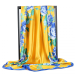 Kvaliteetsed luksuslikud siidist sallid peapael Sallid kaelasall naistele kett siidist sall naiste dekoratiivne sall 90*90cm kollane