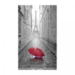 Must-valge maastik Punane vihmavari HD l&otilde;uendimaal Kodu Moodsad kingitused Seinaplakatid Elutuba Magamistuba Kontor Eiffeli torn Vintage Decor 40x80cm No Frame