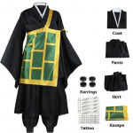 Anime Jujutsu Kaisen Geto Suguru Cosplay kost&uuml;&uuml;m Parukas Must kimono Koolivorm k&otilde;rvar&otilde;ngastega Halloweeni kost&uuml;&uuml;m naistele meestele M