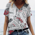 Hip Hop naiste T-s&auml;rk 3D ajaleheprindiga T-s&auml;rk naistele Vaba aeg Mood l&uuml;hikeste varrukatega t&auml;navar&otilde;ivad Naiste riided Uus M