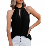 Suvine naiste vestiga rippuv kaelus Camisole topp avara seksikas varrukateta top S must